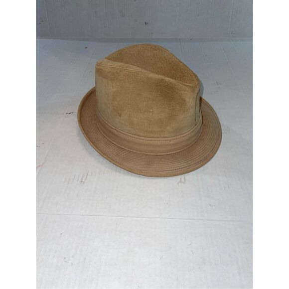 Vintage Knox Premier Quality Fedora Bucket Hat Leather Tweed Sz 7 1/8 A55 - Picture 1 of 6